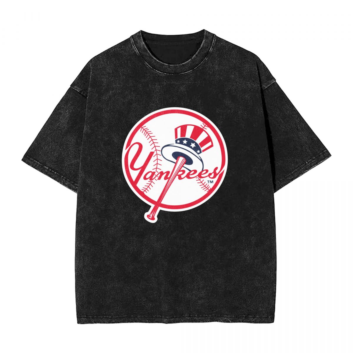 New York Yankees Primary Logo Washed Oversized Vintage Men's T-Shirt