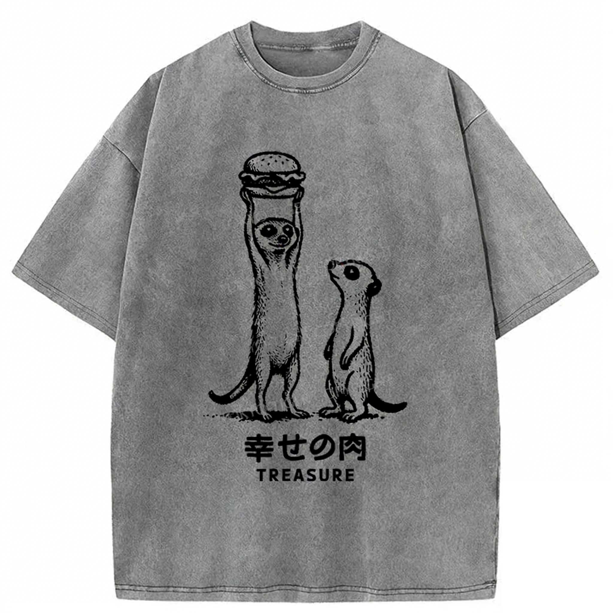 Meerkats' Favorite Burger Washed T-shirt elevenforest