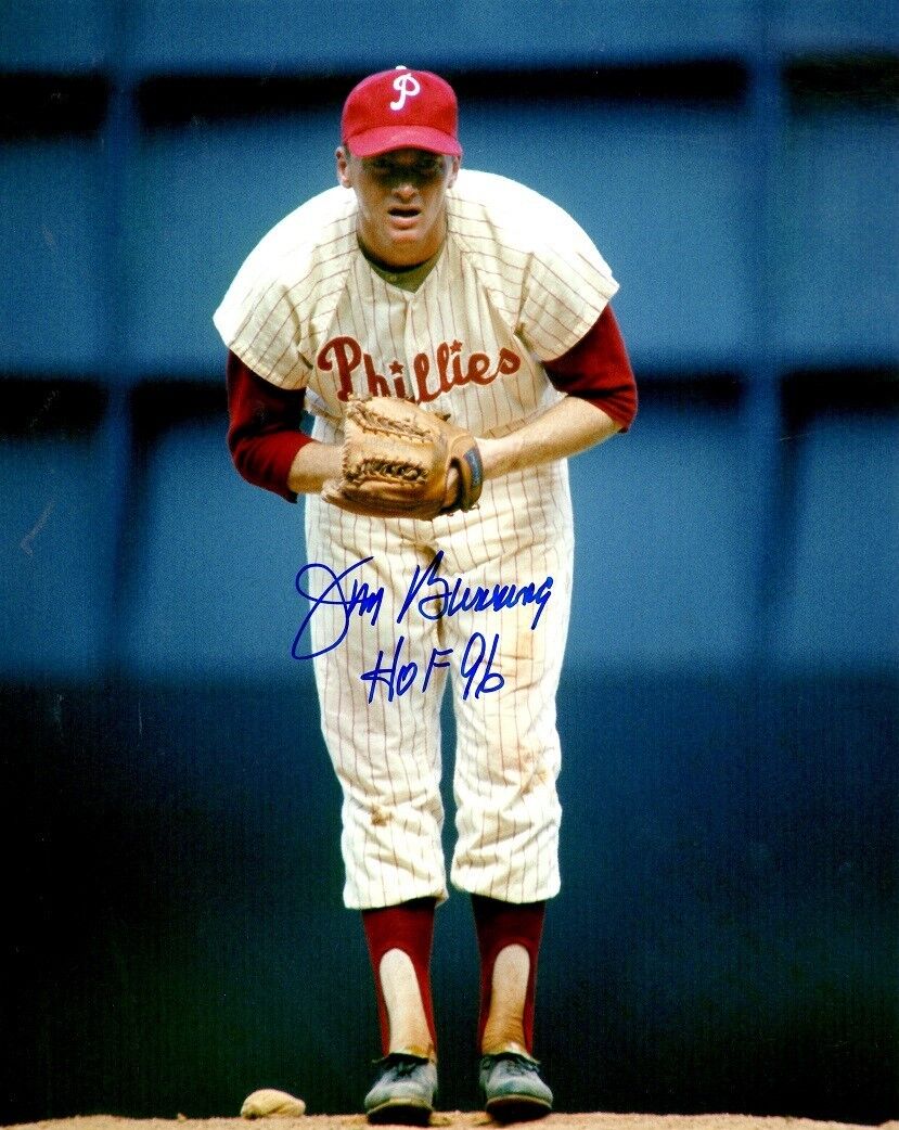 Signed 8x10 JIM BUNNING HOF 96 Philadelphia Phillies Autographed Photo Poster painting - COA