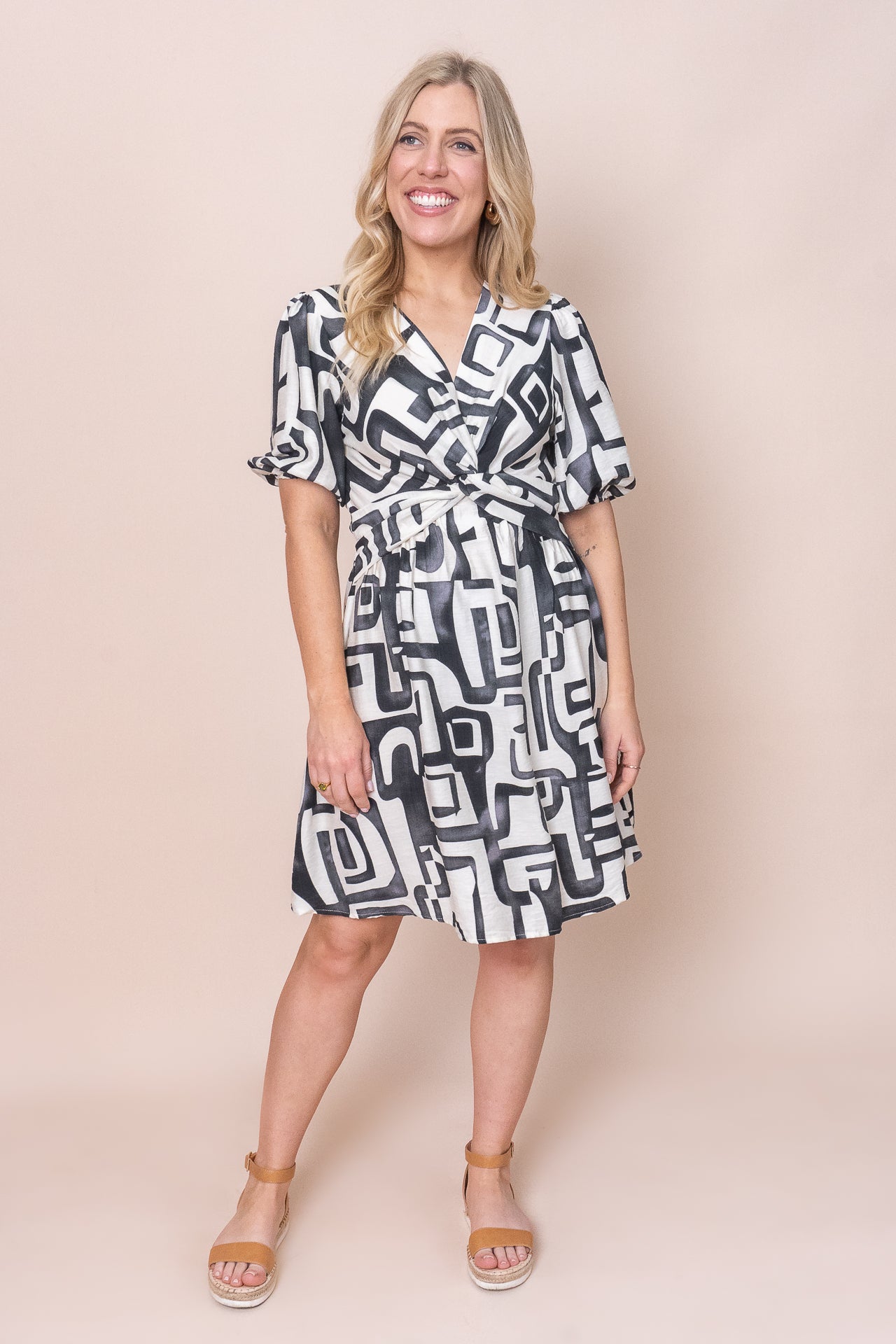 Geordie Geometric Dress in Black