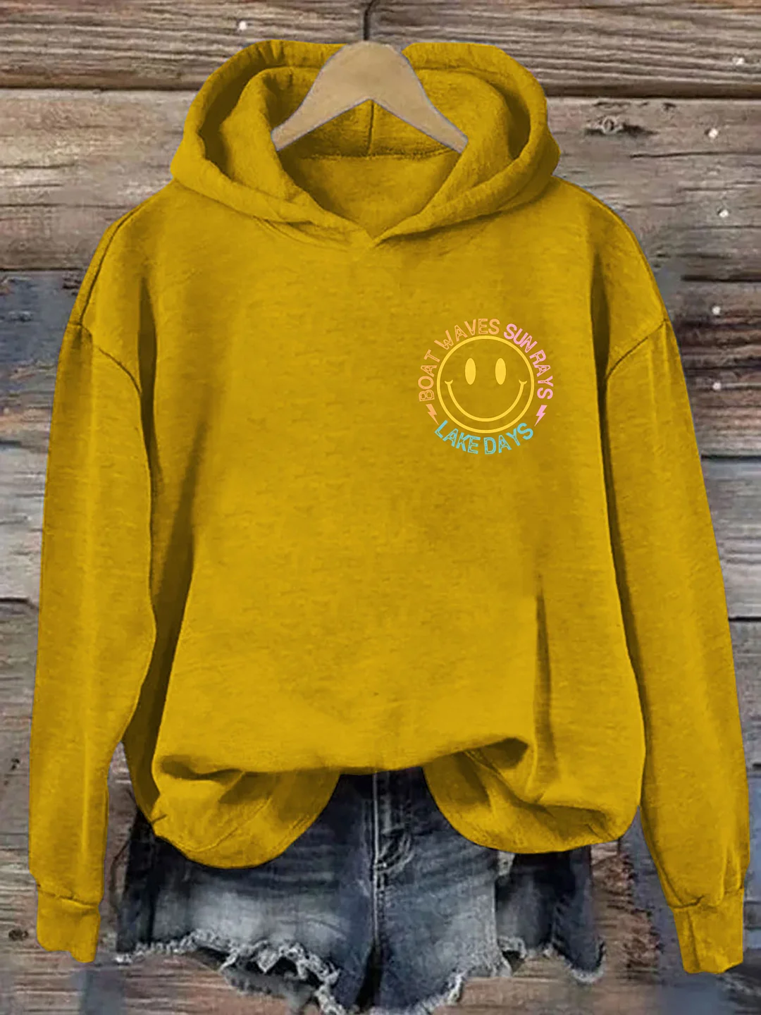 Boat Waves Sun Rays Lake Days Hoodie