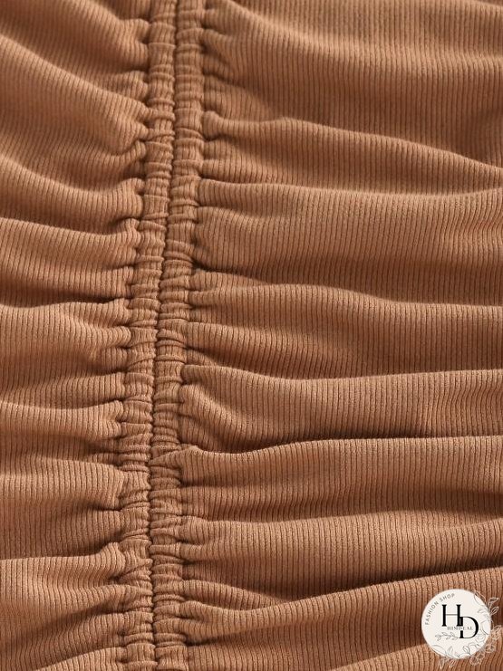 Cinched Ribbed Bodycon Dress