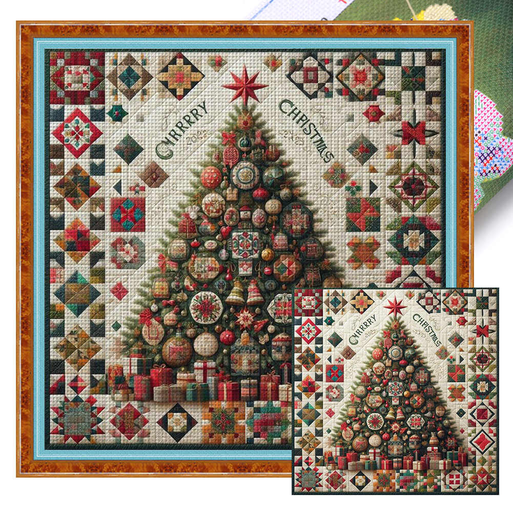 Christmas Tree Full 14CT Pre-stamped Canvas(40*40cm) Cross Stitch