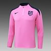 Joyfball 2024/2025 Atletico Madrid Half-Pull Training Suit Pink Jersey 1:1 Thai Quality Set