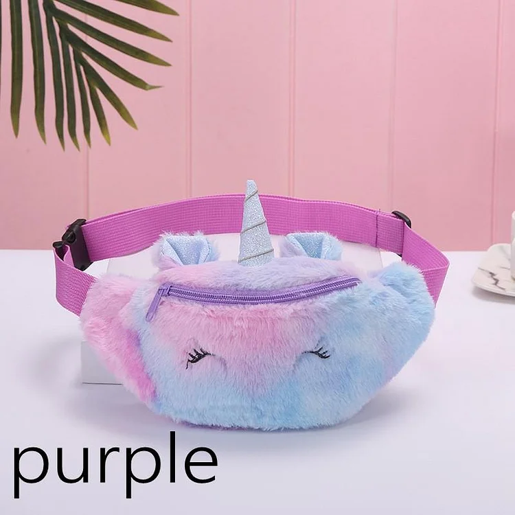 Unicorn Plush Embroidered Belt Bag