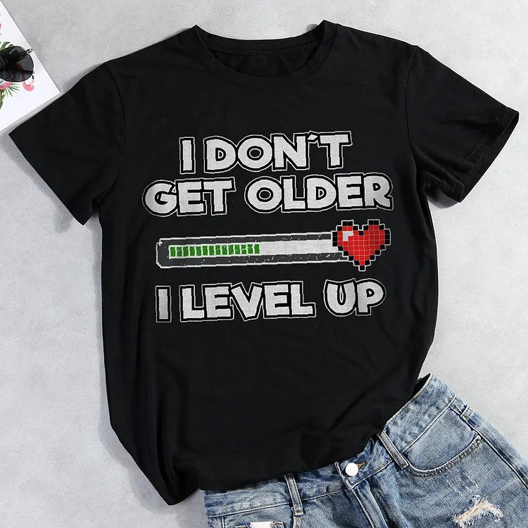 I Level Up Round Neck T-shirt-Annaletters
