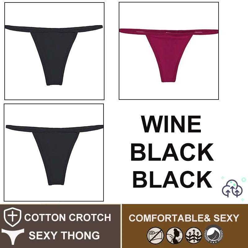FINETOO 3PCS/Set M-XL Sexy G-string Panties Cotton Women's Underwear Girls Female Underpant Pantys Ladies Bikini Thong Lingerie