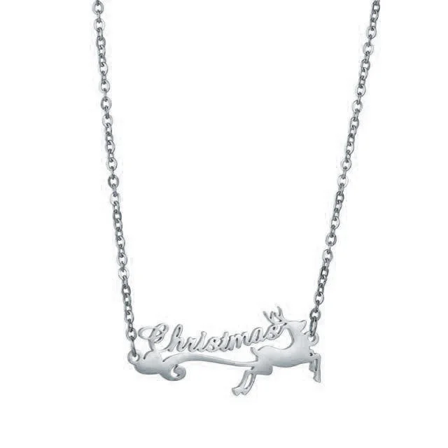 Christmas Deer Name Custom Necklace