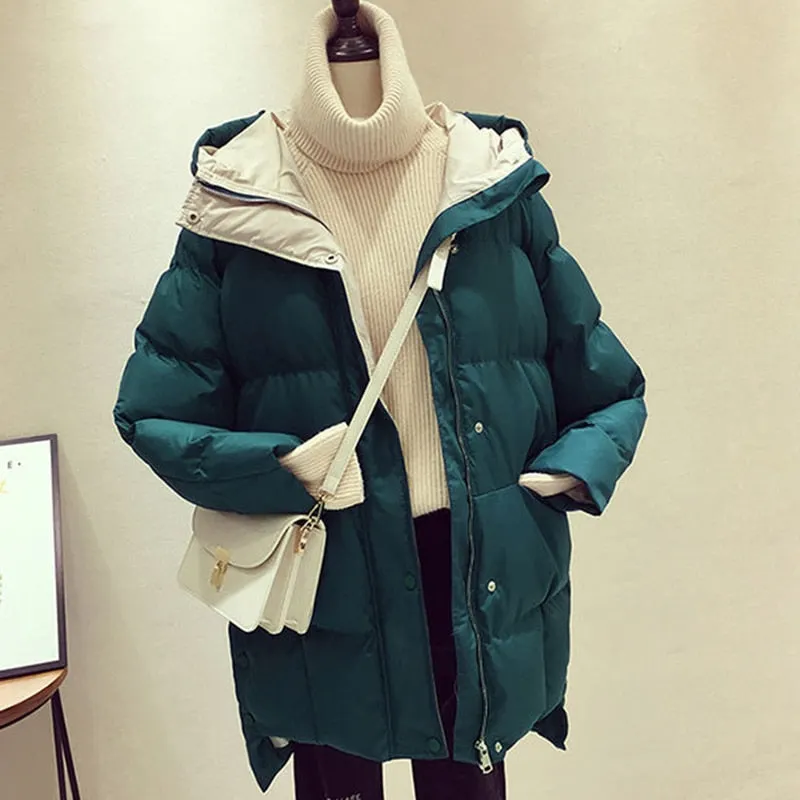 2021 Winter Women Jacket Coats Parkas Women Down Cotton Hooded Overcoat Thick Warm Plus size Female Long Cotton Padded Jackets
