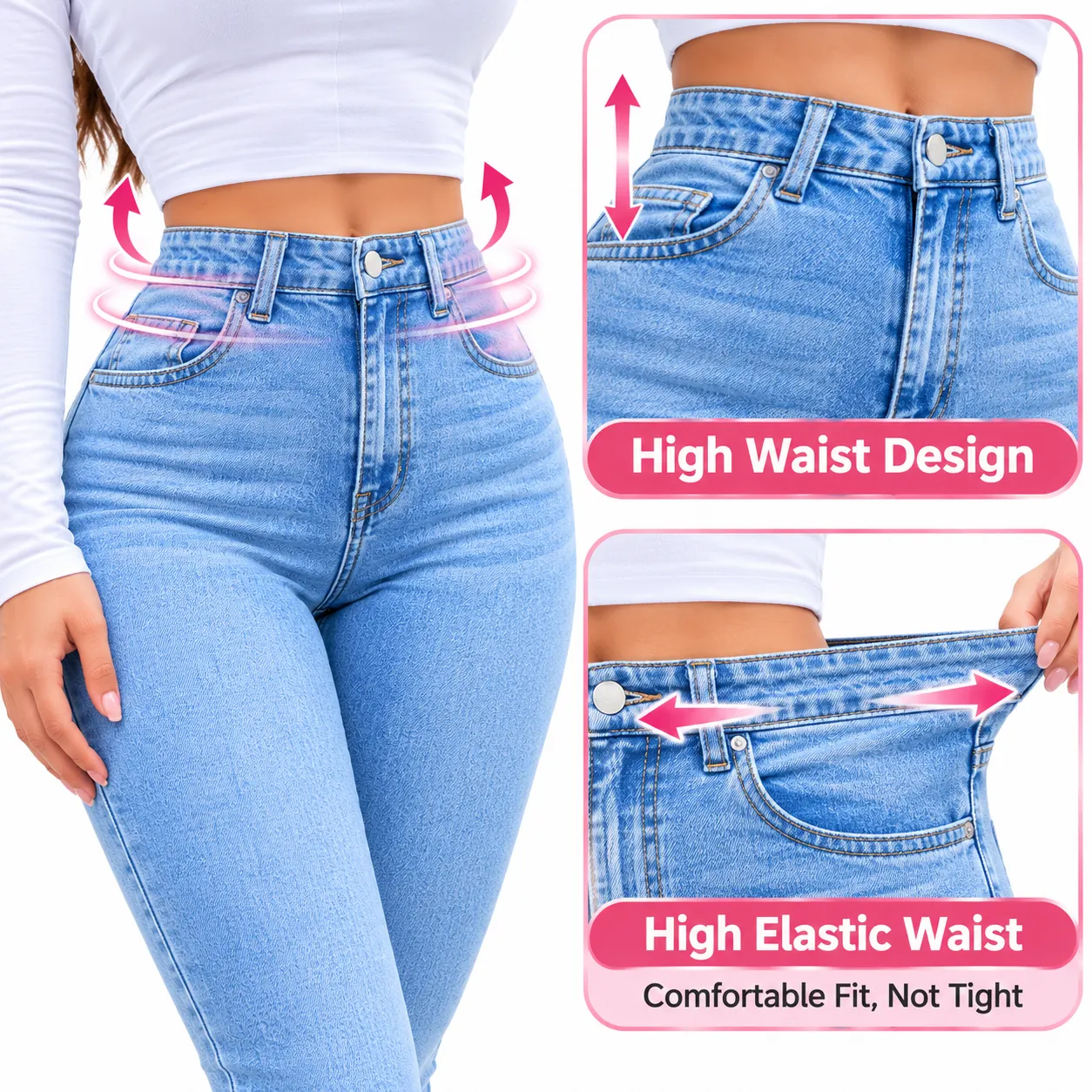 High-rise waist design