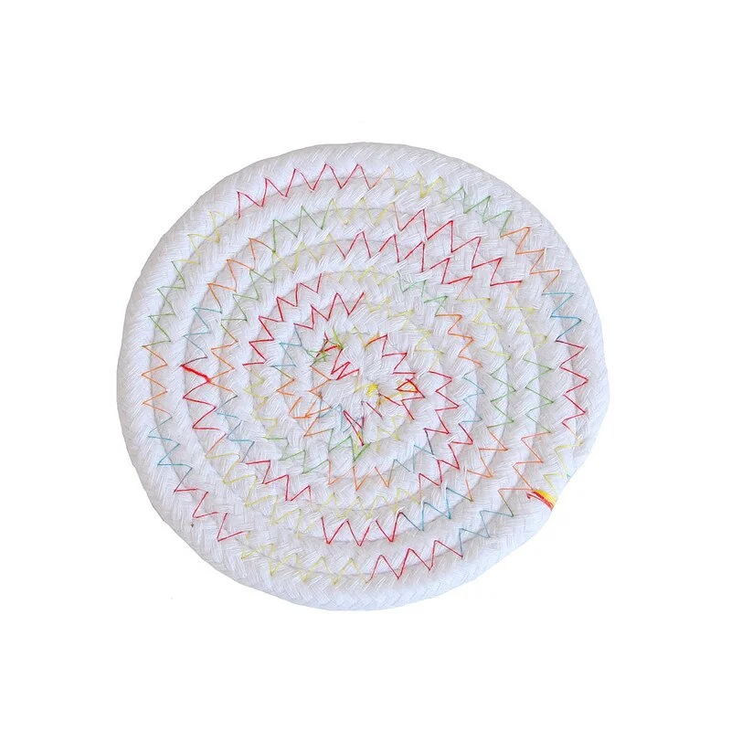 Handmade Cotton Rope Placemat Hand Woven Table Mats Napkin Tableware Drink Cup Coaster Insulation Pad Kitchen Dinner Home Decor
