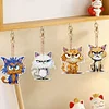 6 PCS Double Sided Special Shape Diamond Painting Keychain (Fierce Cute Cat)