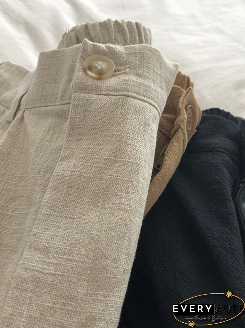 Loose Wide Leg Elasticity Pleated Solid Color Shorts