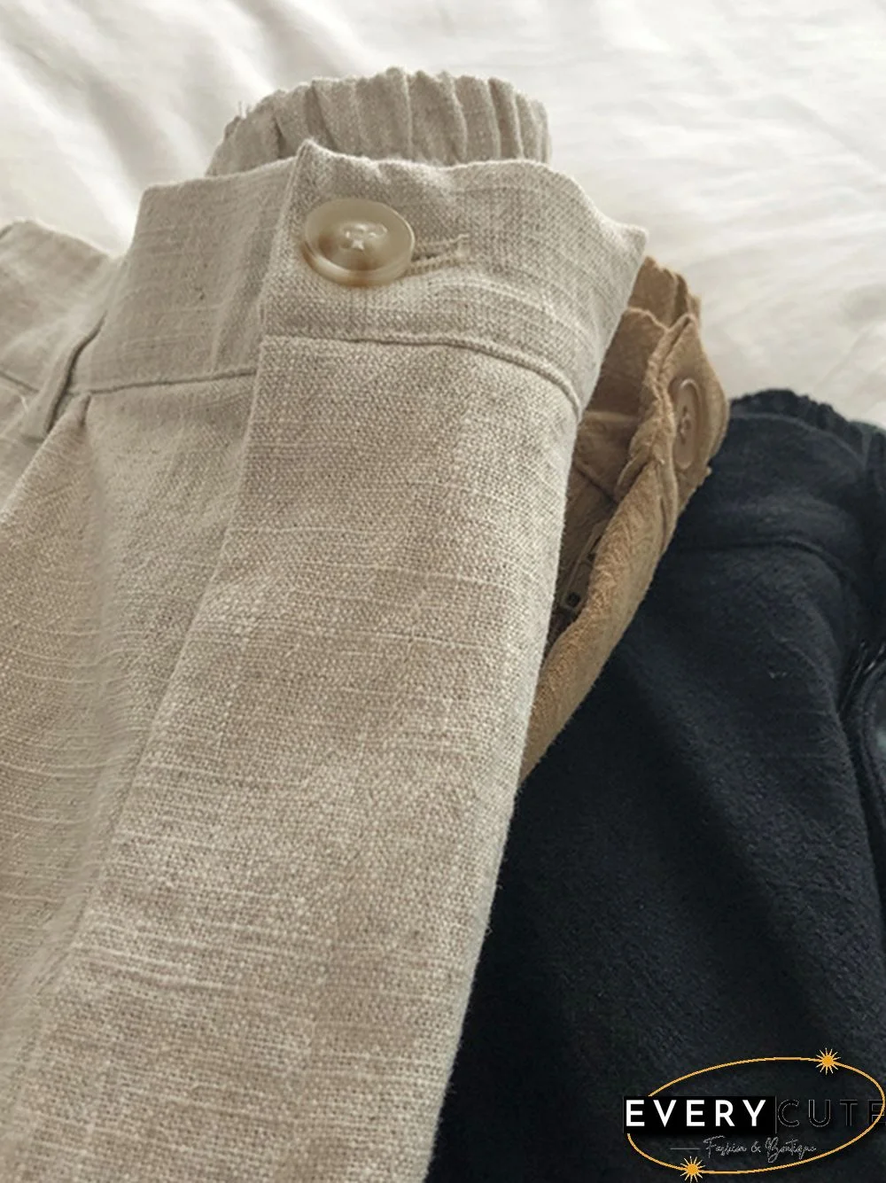 Loose Wide Leg Elasticity Pleated Solid Color Shorts