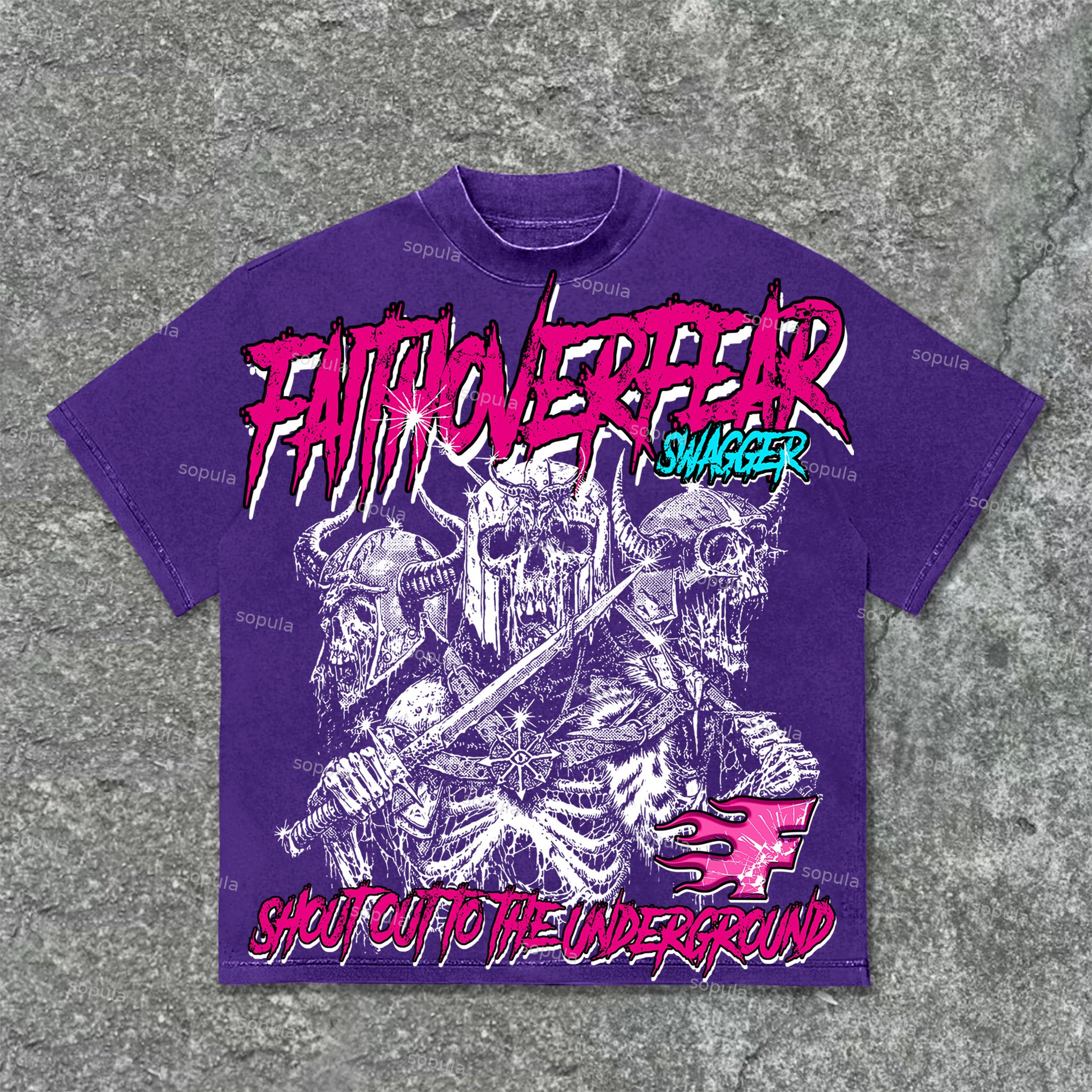 Sopula Skull Knight Faith Over Fear Graphic Print Cotton T-Shirt - SOPULA