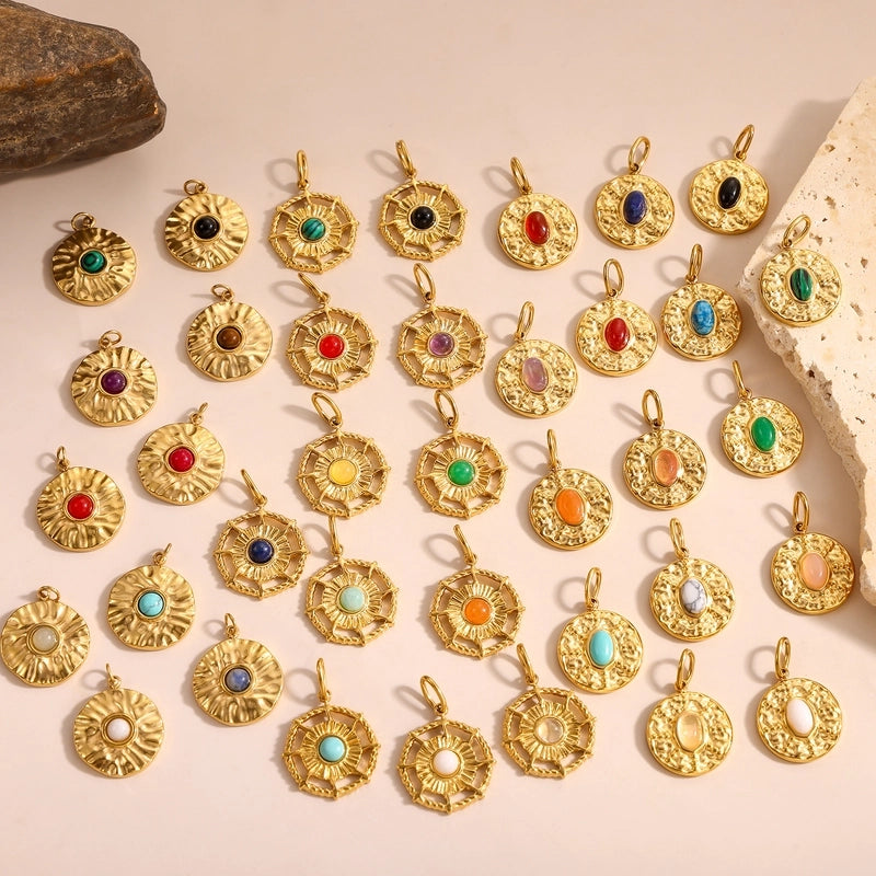 1 Piece 18*16mm 304 Stainless Steel Round Pendant Jewelry Accessories