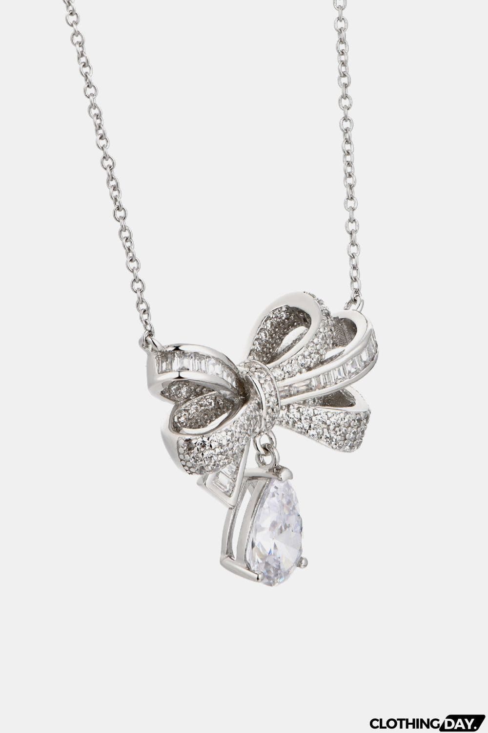 Teardrop Shape 925 Sterling Silver Zircon Pandent Necklace