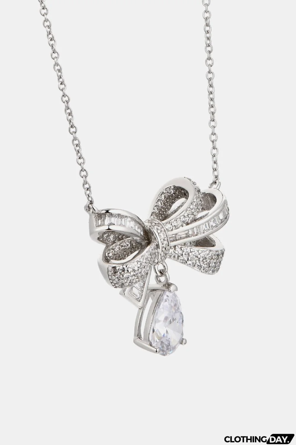 Teardrop Shape 925 Sterling Silver Zircon Pandent Necklace