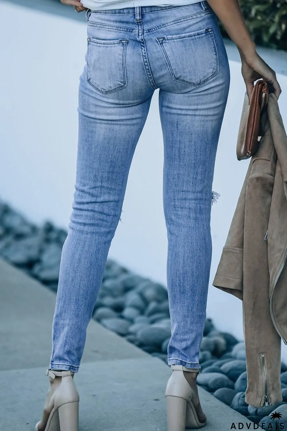 High Waist Distressed Skinny Jeans