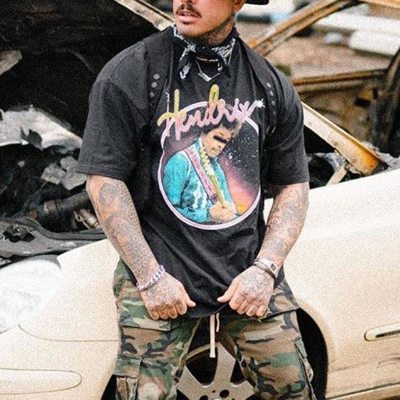 Mens Vintage round neck printed short-sleeved t-shirts