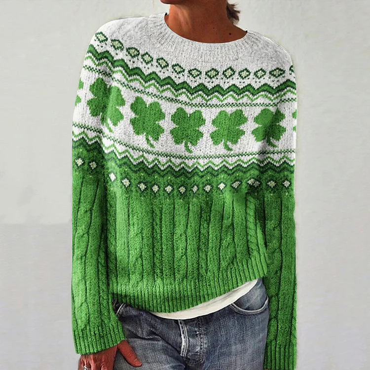 St. Patrick's Day Pattern Cozy Knit Sweater