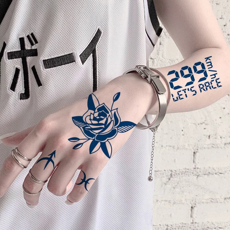 Semi-permanent Waterproof Temporary Tattoo Skull Snake Flower Body Art Tattoo Sticker Full Fake Tatoo Women Men