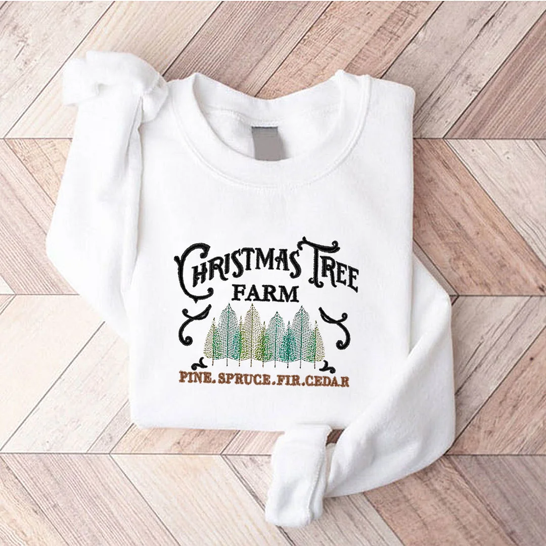 Eagerlys Embroidered XMAS Tree Farm Inspired Sweatshirt Eagerlys