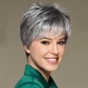 Pixie Cut Granny Grey Short Wigs