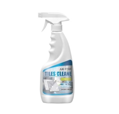 Tile cleaner for bathroom tile floor, cleans dirt, polishes and brightens, cleaning spray.
