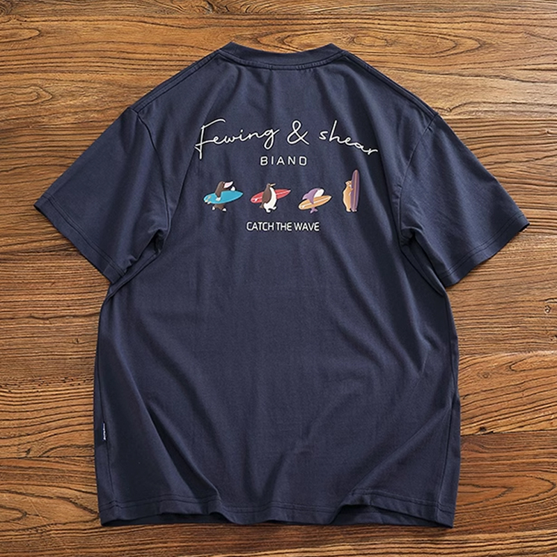 Men's Retro Cotton Letter Print Short Sleeve T-Shirt