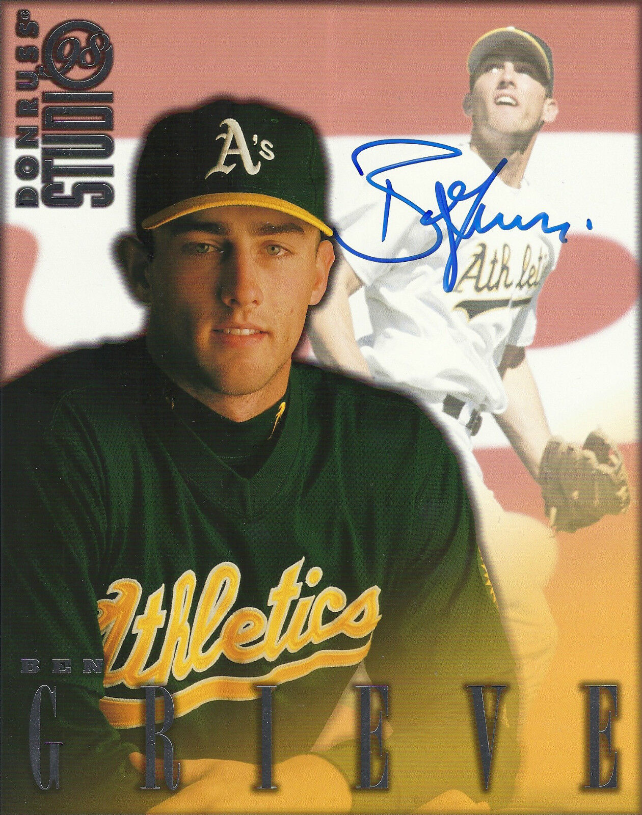 BEN GRIEVE OAKLAND ATHLETICS SIGNED 8X10 PICTURE CARD *COA