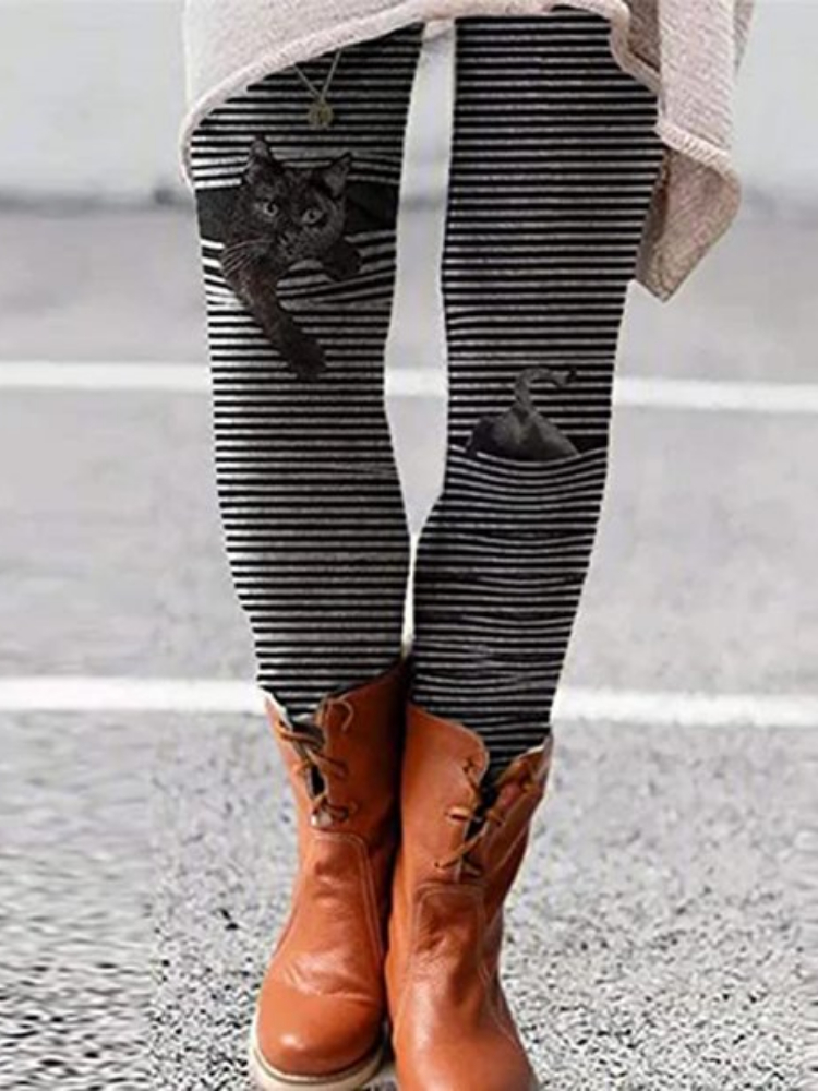 Kitty Art Painting Print Cozy Leggings wearshes