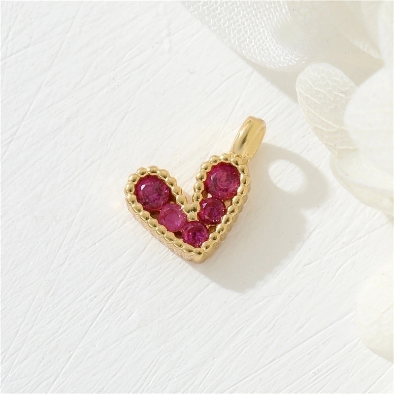 1 Piece 10.1*8.1mm 9.9*10.8mm Copper Zircon Moon Heart Shape Jewelry Accessories Pendant