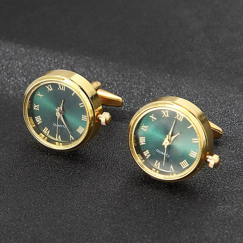 Men's Luxury Watches Cufflinks Classic French Business Shirt Accessories Fashion Rotating Clock Gold Cuff Link Anniversary Gifts
