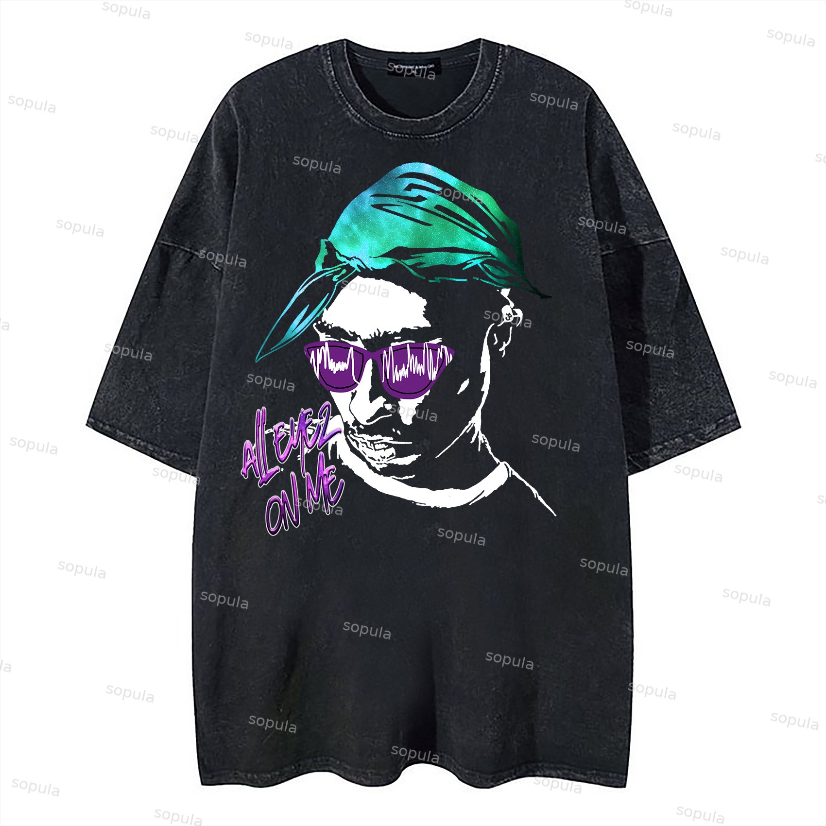 Sopula Vintage Tupac Shakur Graphic Washed T-Shirt - SOPULA