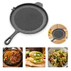 28cm Iron Ribbed Frying Pan Nonstick Handles Saucepan Pancake Skillet Household