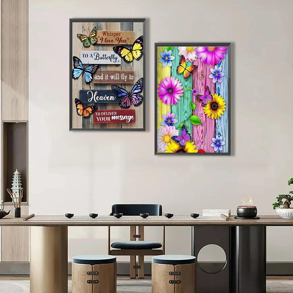 2pcs Diamond Painting - Full Round Drill - Butterfly(Canvas|40*60cm)