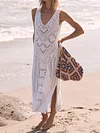 Pure Cotton Crochet Sleeveless Midi Dress