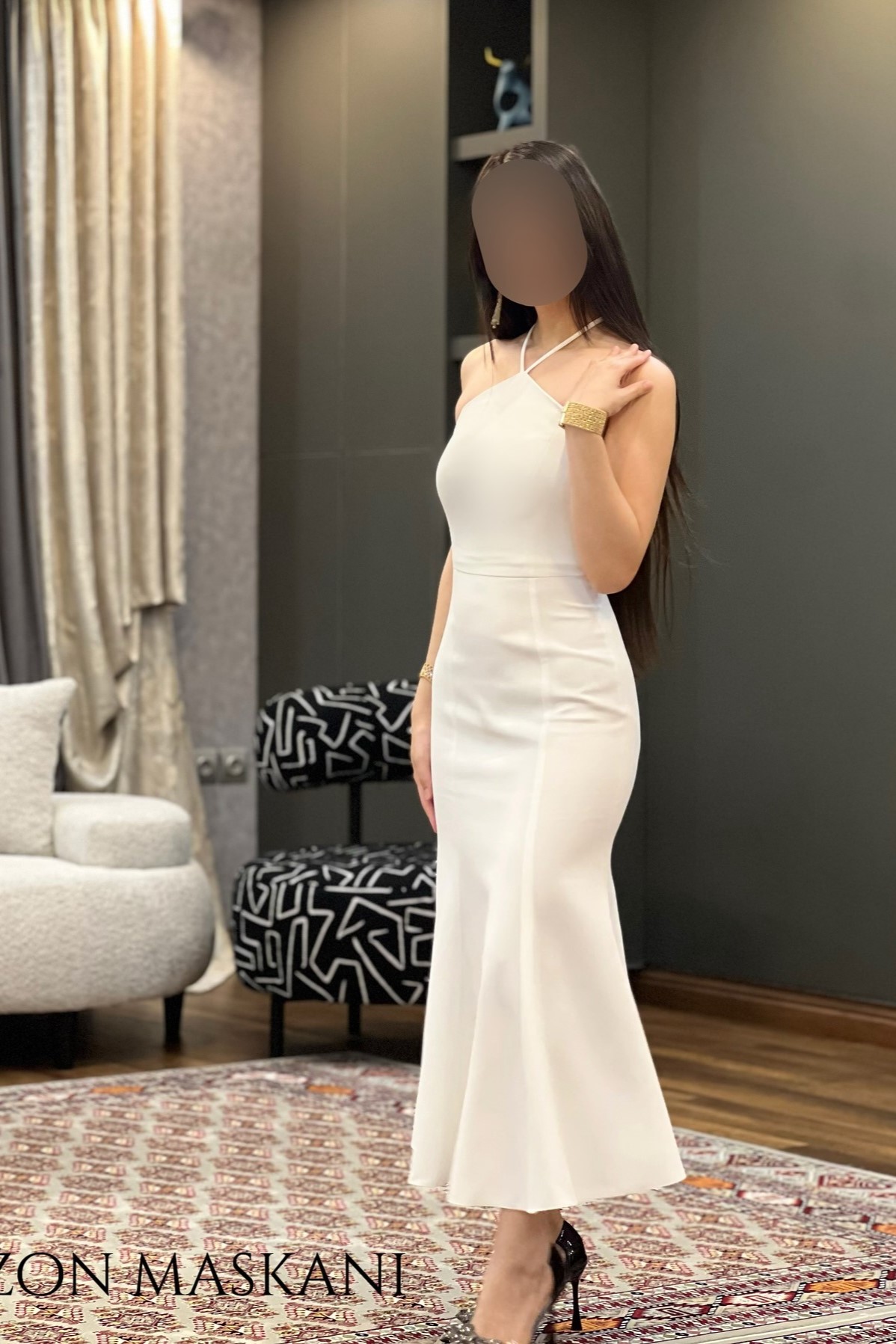 Oknass White Halter Strapless Sleeveless Long Mermaid Prom Dress With Ruffles