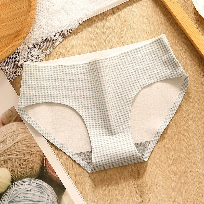 Women Cotton Underwear Panties Sexy Traceless Briefs Mid Waist Printing Panties Ladies Solid Color Underpants Cute Girl Lingerie
