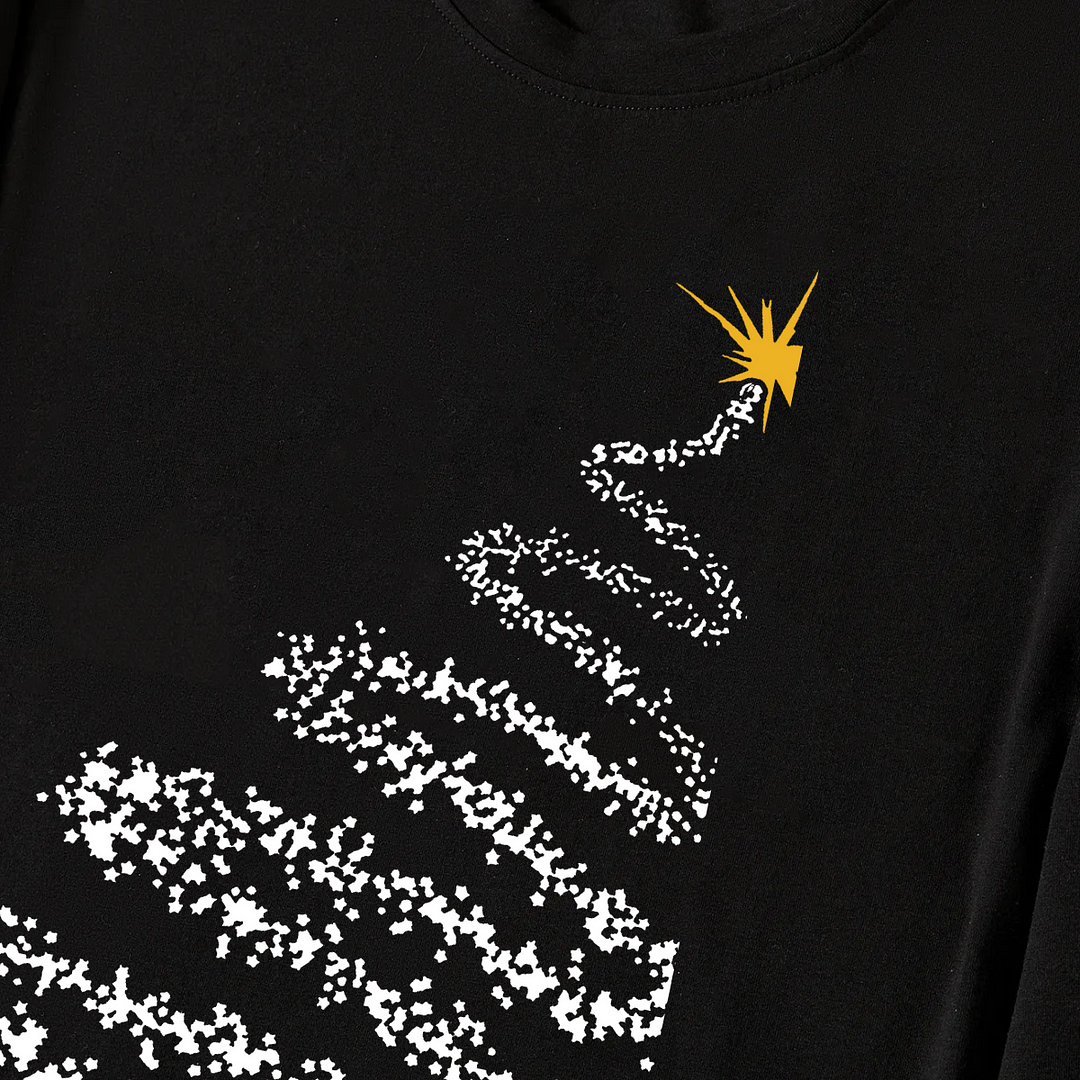 Santa Claus and Christmas Tree Print Black Long Sleeve Top with Green and Black Plaid Family Matching Pajamas