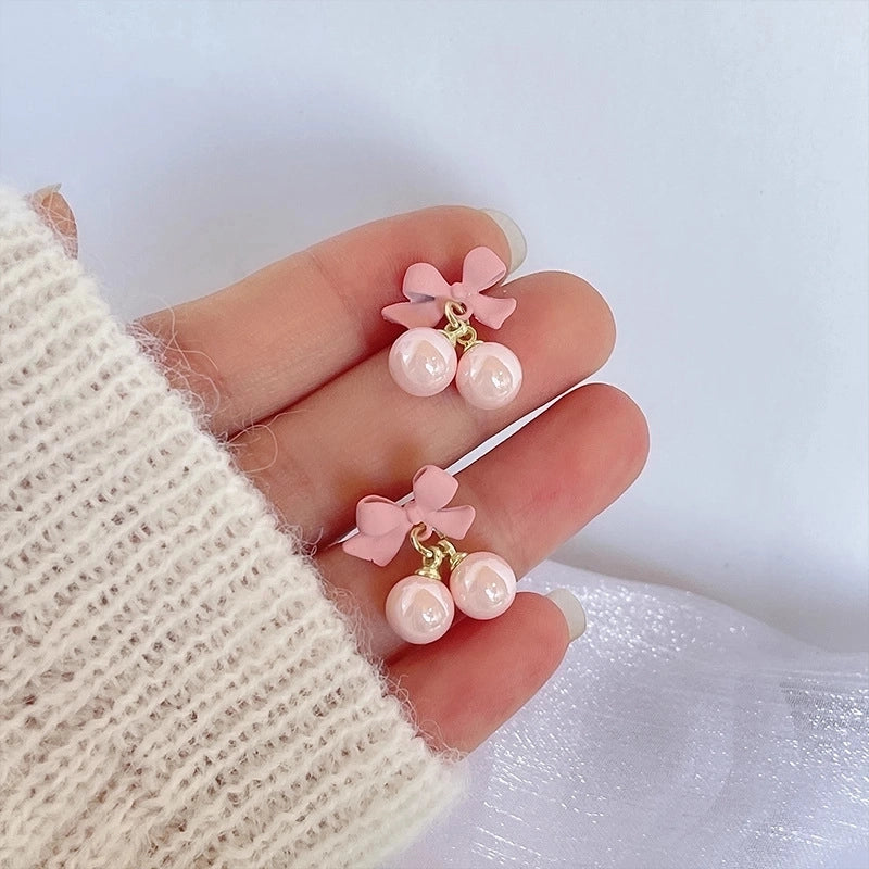 1 Pair IG Style Minimalist U Shape Geometric Flower Inlay Imitation Pearl Artificial Pearls Rhinestones Drop Earrings Ear Studs