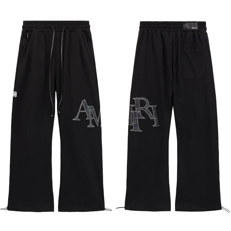 Amiri Pants Sticker Logo Loose Casual Zip Pocket Pants