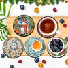 6Pcs/set Diamond Painting Wooden Snowman Coaster Cup Cushion With Holder