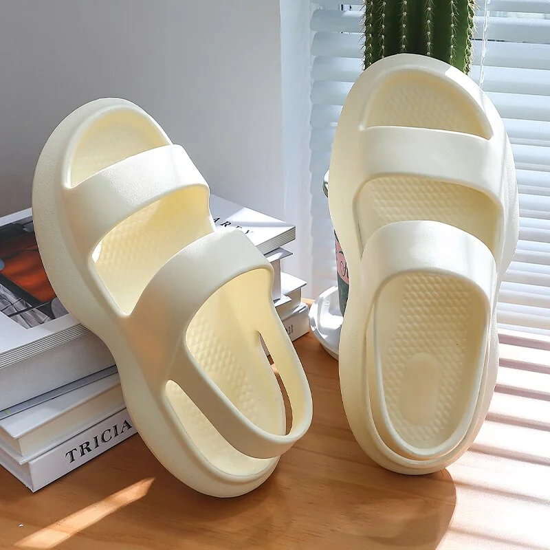 Summer Women Flip Flops Slippers Solid Thick EVA Platform Non-Slip Heel Sandals Home Outdoor Beach Couples Men's Ladies Shoes