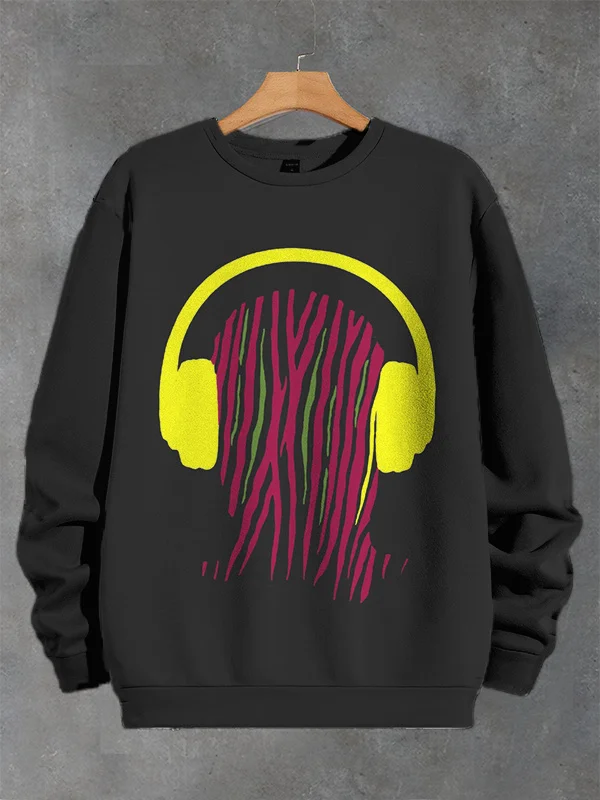 Men's Music Lover Graphic Print Casual Sweatshirt
