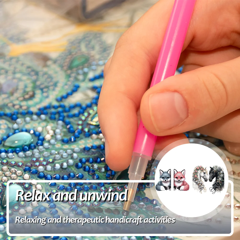 2pcs 2D Flat DIY Diamond Art Pendant DIY Home Decor Hanging Charm Decor (Horse)