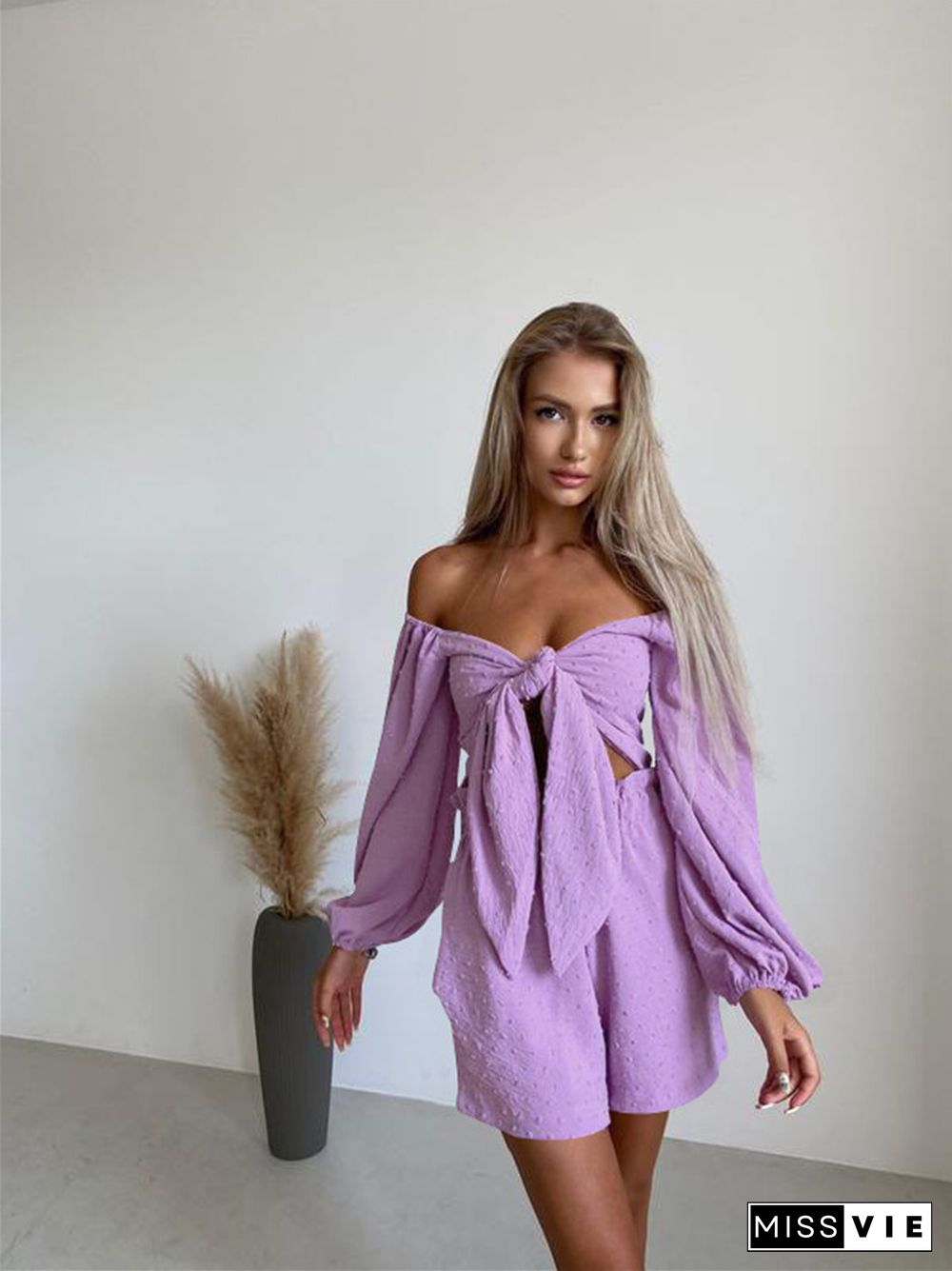 Summer New Fashion Leisure Suit Senior Sense Women's Long-sleeve Cardigan Shorts Two Sets