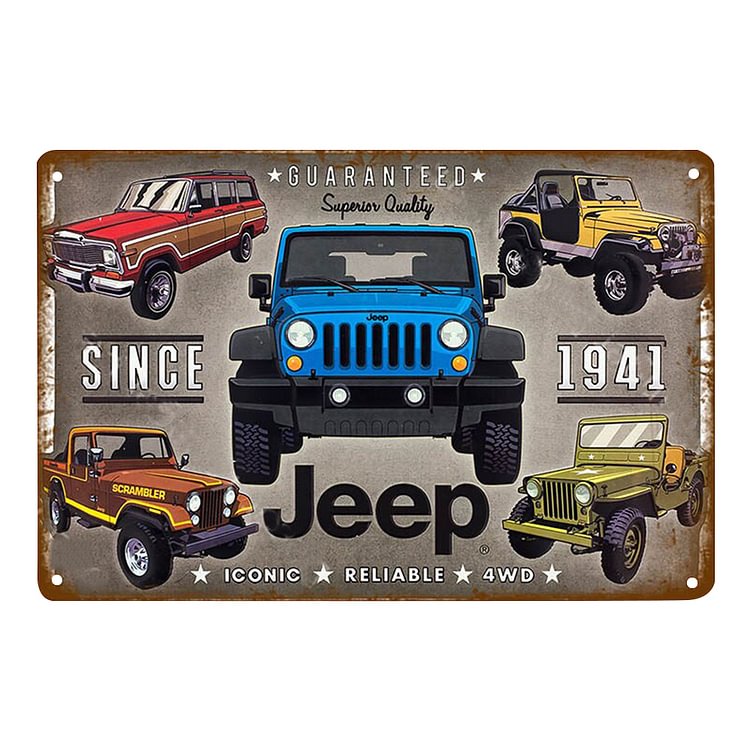 Jeep voitures - Enseigne Vintage Métallique/enseignes en bois - 20*30cm/30*40cm