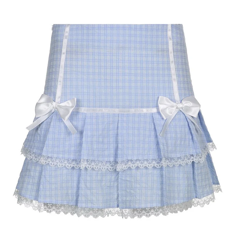 Mini Skirts Women 2022 Summer Plaid Pleated Skirt with Chiain Kawaii Y2k Japan Preppy Style Aesthetic Cute School Girl Skirt